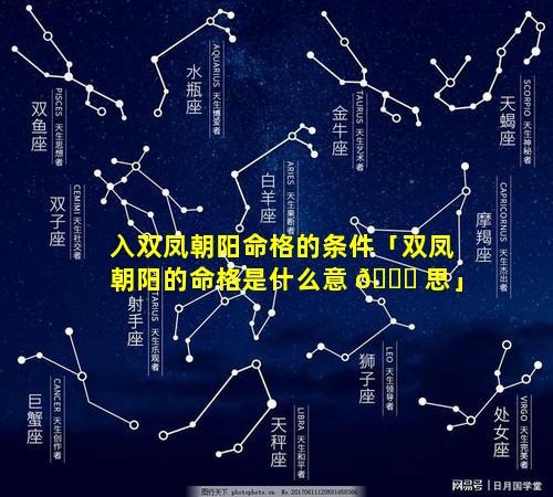 入双凤朝阳命格的条件「双凤朝阳的命格是什么意 💐 思」